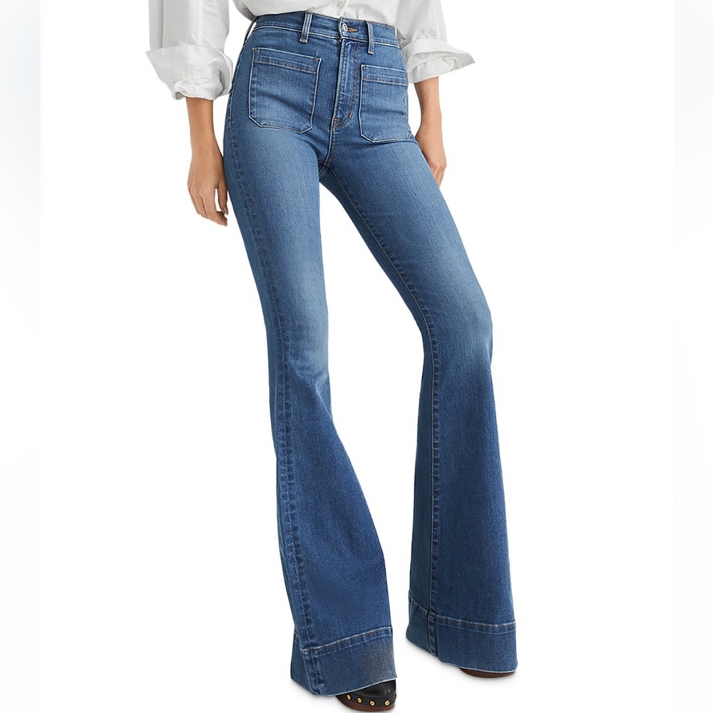 Veronica Beard Sheridan High Rise Bell Bottom Jeans in Airway - Size 29